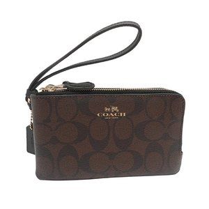 NWT Authentic Coach Double Corner Zip Wristlet